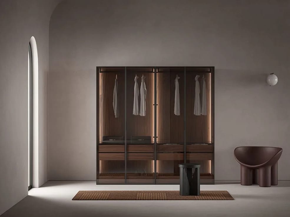 Модульный шкаф для ванной комнаты из МДФ со стеклянными дверцами Inbani слой ARCH-00073459 - Вид №3