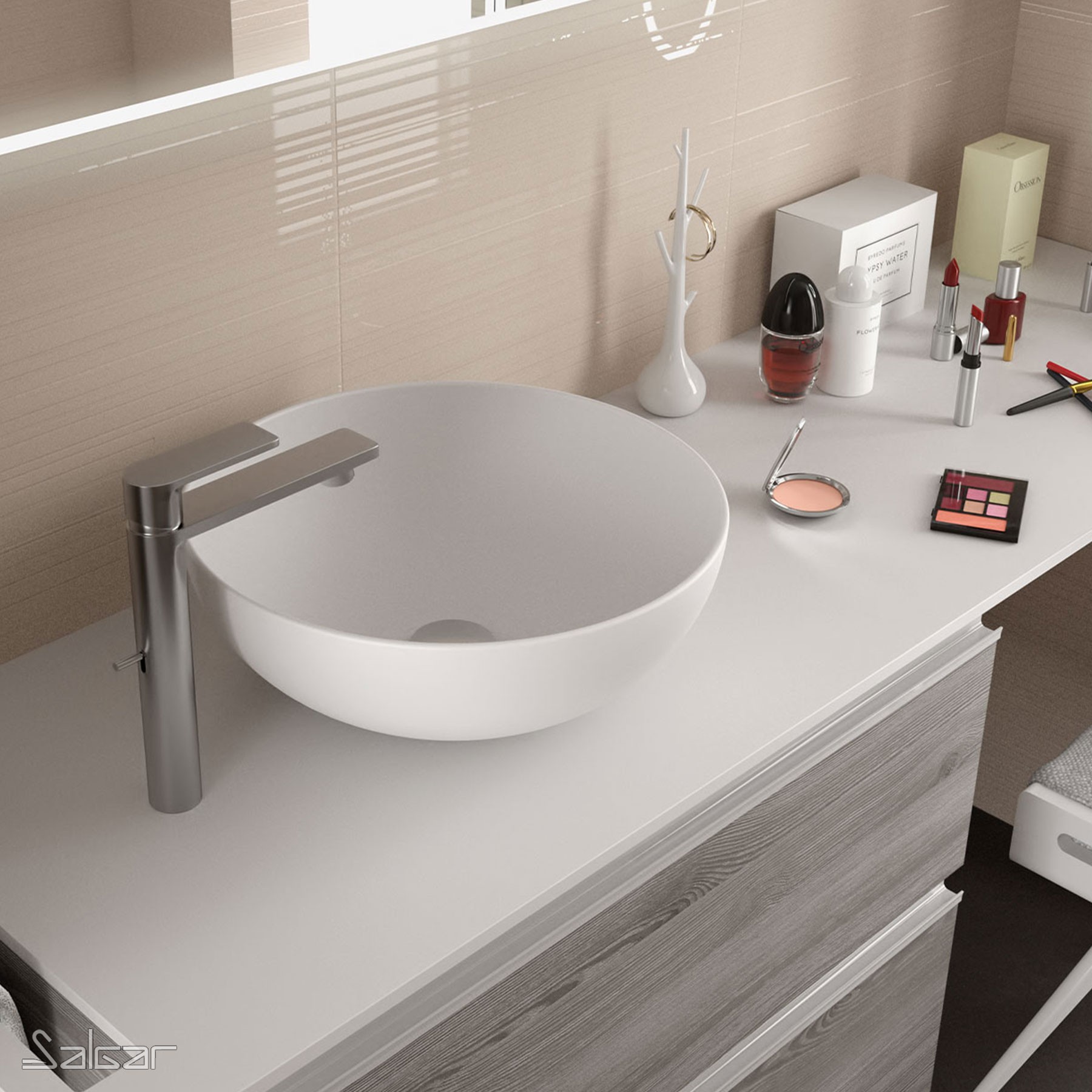 24555 SALGAR Раковина ALTIRO MATT WHITE PORCELAIN d 390 x 140 мм  - Вид №3
