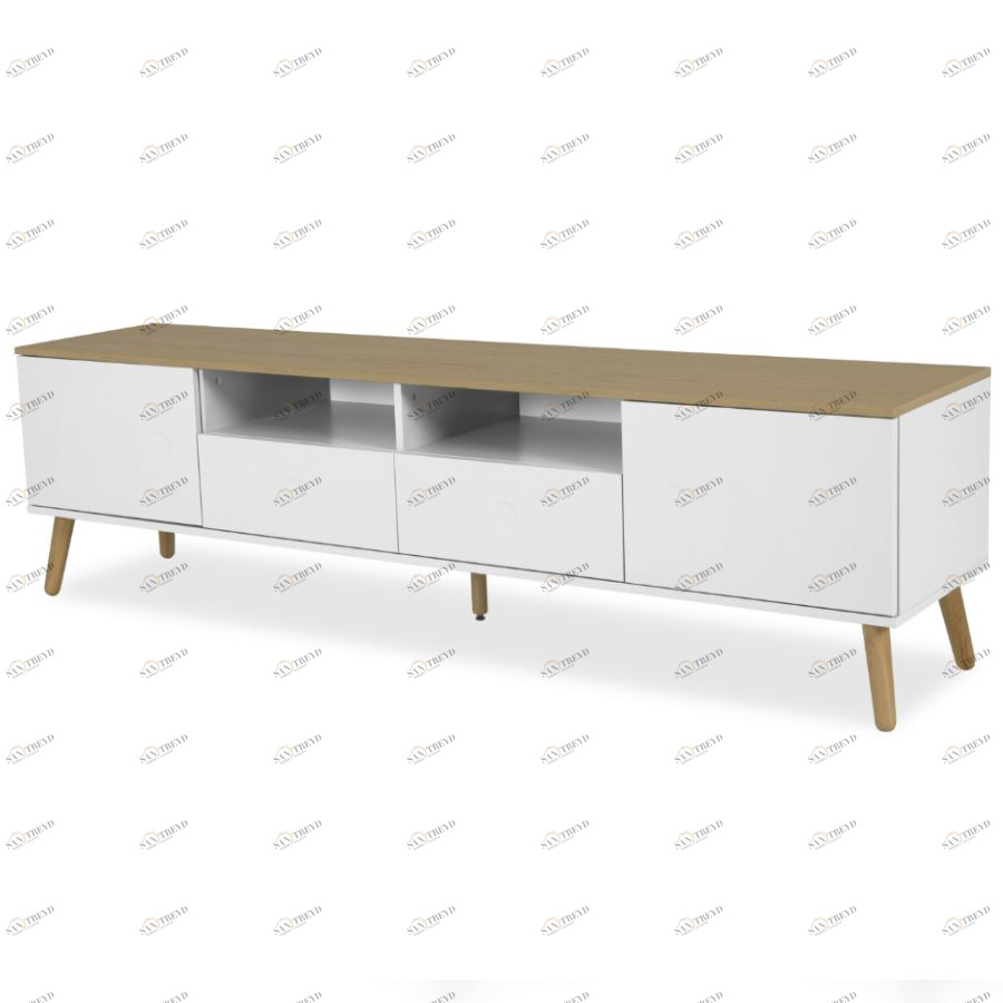 Тумба под ТВ Tenzo Dot, 54х192х43 см, дуб, белая 1665454