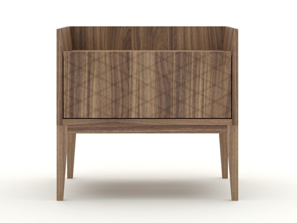 Прямоугольная прикроватная тумбочка из орехового дерева с ящиками Barba design текстуры ARCH-00030626