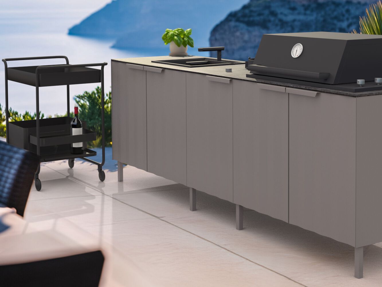 Наружная кухня с раковиной, горелкой и барбекю Q-boo ARCH-00143481