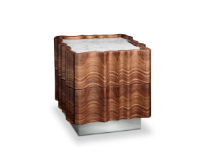 Квадратная прикроватная тумбочка из грецкого ореха с ящиками