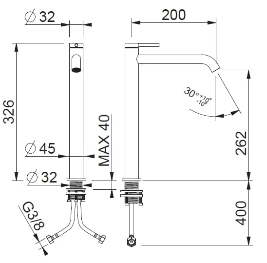 Смеситель для раковины из нержавеющей стали с аэратором BEAMTECH Timeless ARCH-00085868 - Вид №2