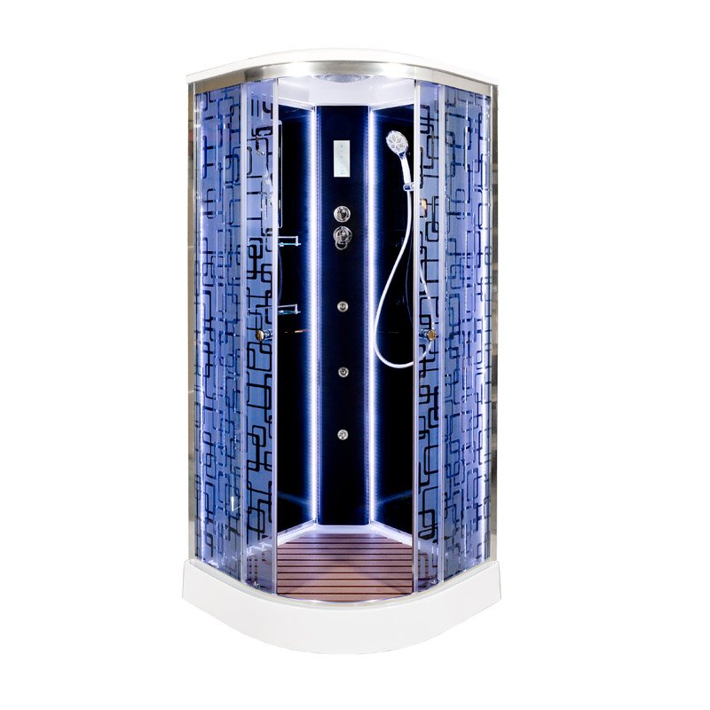 V8015 Душевая кабина DETO Серия V BМ1590 LED с гм. BLACK