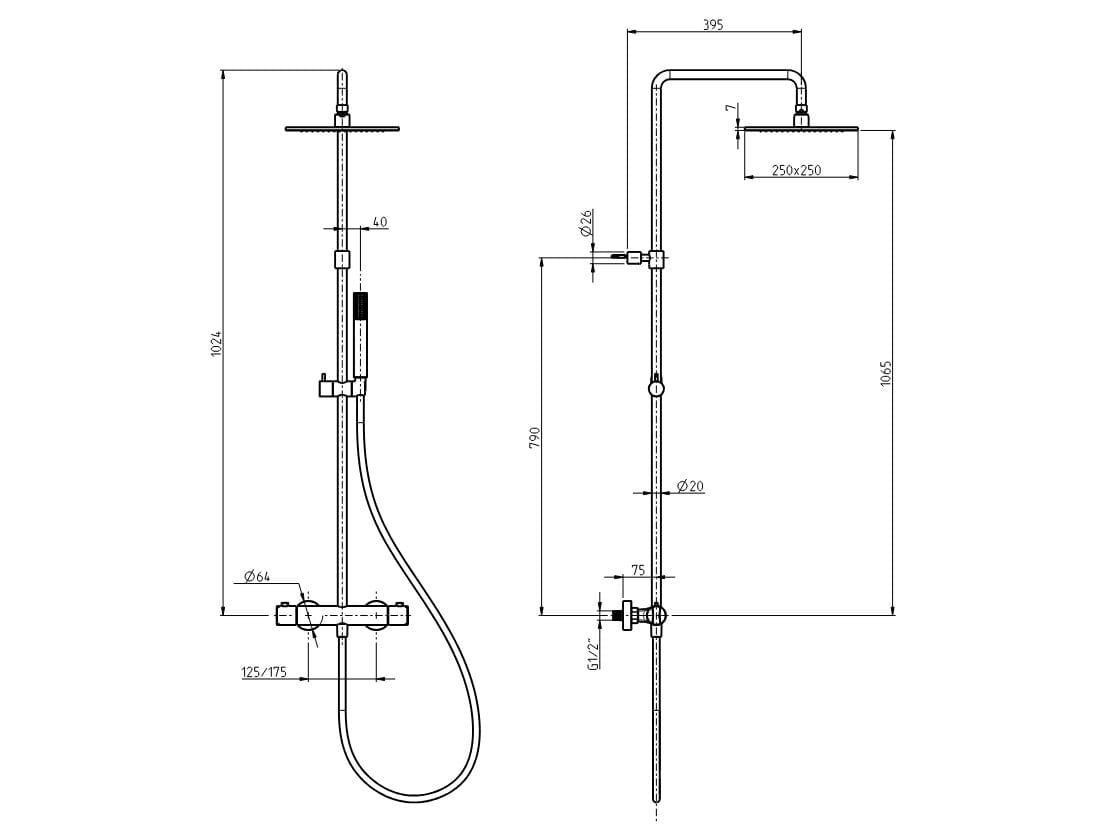 Настенная душевая колонна с душем Rubinetterie Frattini душевые колонны ARCH-00053745 - Вид №2