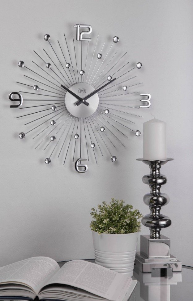 Часы-солнце настенные серебристые Tomas Stern 8017 TOMAS STERN СОЛНЦЕ 00-3872725 Хром  - Вид №2