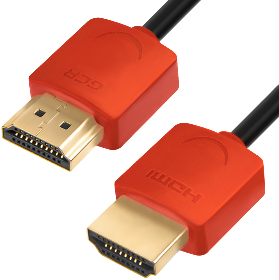 GCR-HM550-1.0m кабель 1.0m hdmi версия 1.4, черный, красные коннекторы, slim od3.8mm, 32/32 awg, позолоченные контакты, ethernet 10.2 гбит/с, 3d, 4k, premium , экран Greenconnect Santreyd 