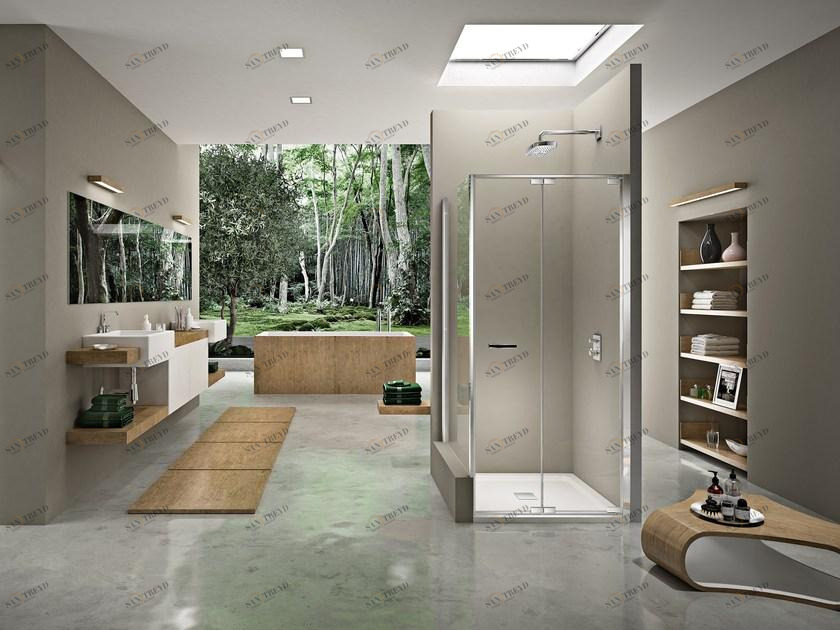 Duka Угловая душевая кабина с откидной дверцей Quadra – con profili verticali e orizzontali sun-id-1444854