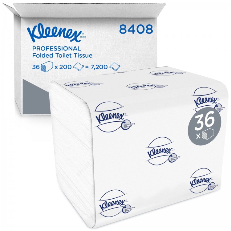 8408 Kimberly Clark Туалетная бумага листовая Kimberly-Clark Ultra 8408 2-слойная 36 пачек по 200 листов 