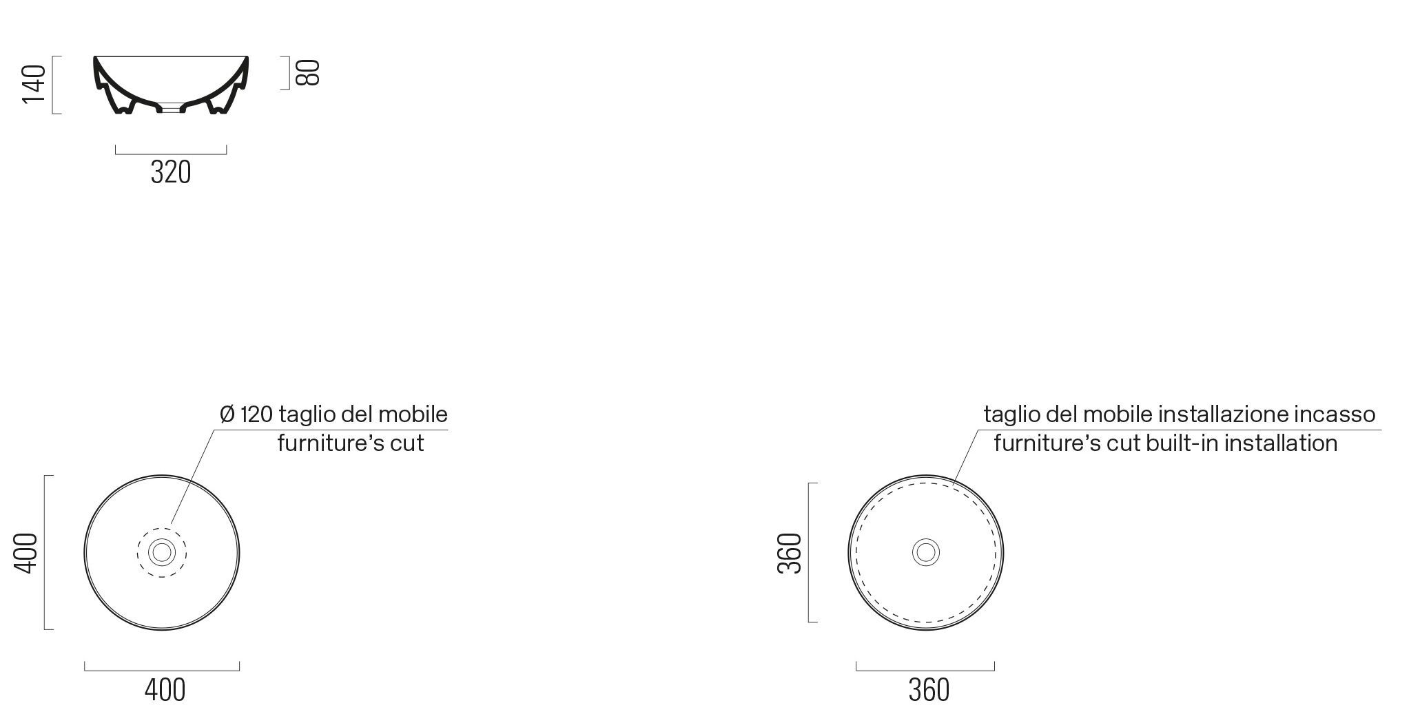 Круглый керамический умывальник GSI ceramica Color Elements ARCH-00018194 - Вид №7