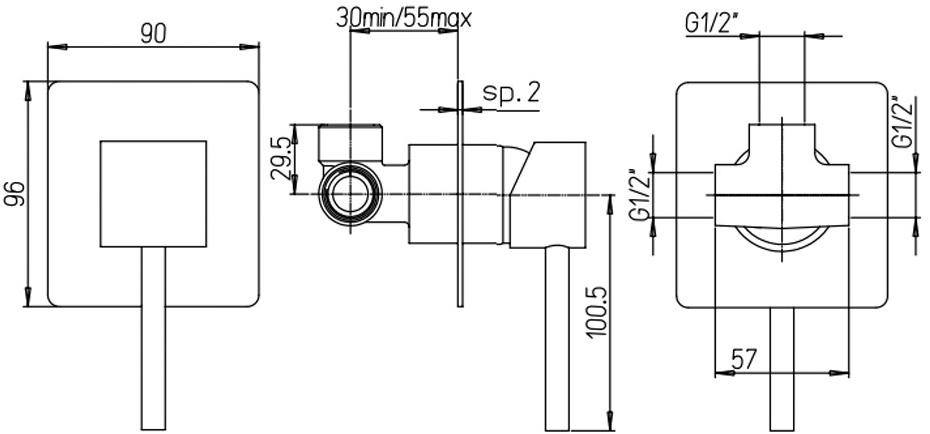 Paini Dax 84PW690 смеситель встраиваемый для душа  - Вид №1