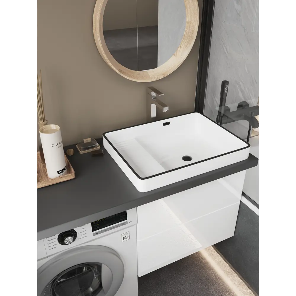 Раковина Slim White-Black накладная на столешницу 56.5x43 см 89316159 STLM-2001300 Santreyd - Вид №3