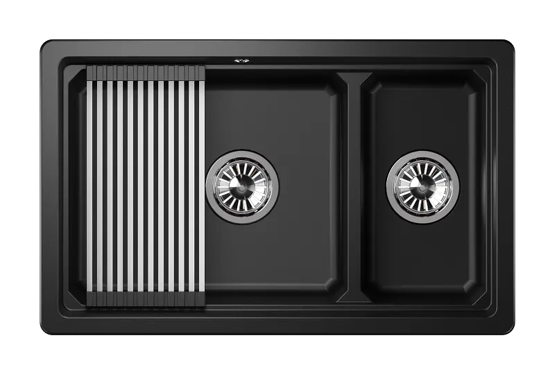 KS-7304U, ШВАРЦ (чёрный металлик), кухонная мойка, кварц GRANULA 7304U-ST331 - Вид №1