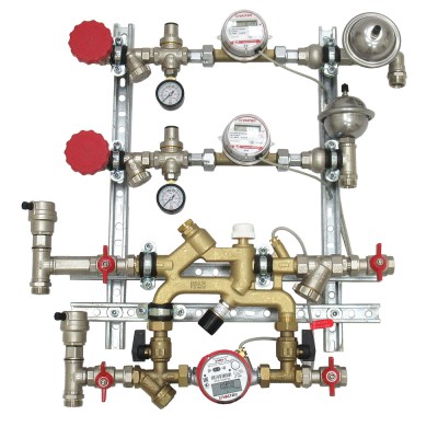 VT.NM.GP.15.I.0 Квартирная станция для систем отопления и водоснабжения с перепускным клапаном Valtec 1,5/1,5 м куб./ч, имп 