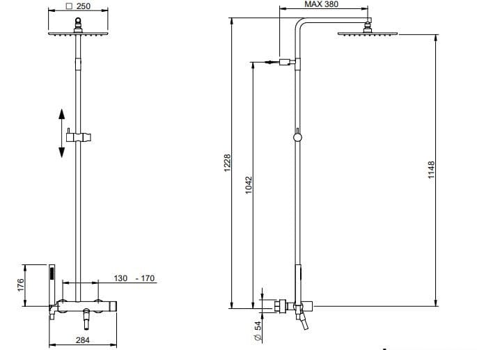 Настенная душевая колонна с душем Rubinetterie Treemme Ran ARCH-00130692 - Вид №2