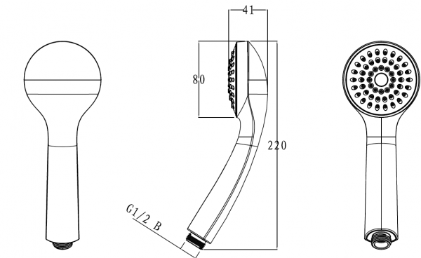 Душевая лейка c одним режимом переключения ECO P70135CP bravat - Вид №2