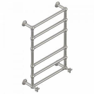 U9A-TWT6H2 Полотенцесушитель Традиционный, 6 перекладин, 625 мм x 925 мм, водяной, с 2 декоративными крестовыми рукоятками Thg-paris West Coast с металлическими ручками-крестиками Матовый никель