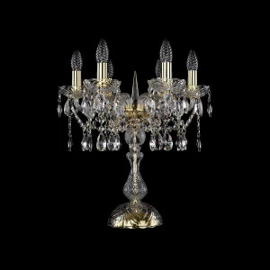 Лампа настольная хрустальная на 6 ламп 47х44 см золото Bohemia Ivele 1413L/6/141-47/G BOHEMIA IVELE ПОДСВЕЧНИК 00-3889193 Золото;прозрачный