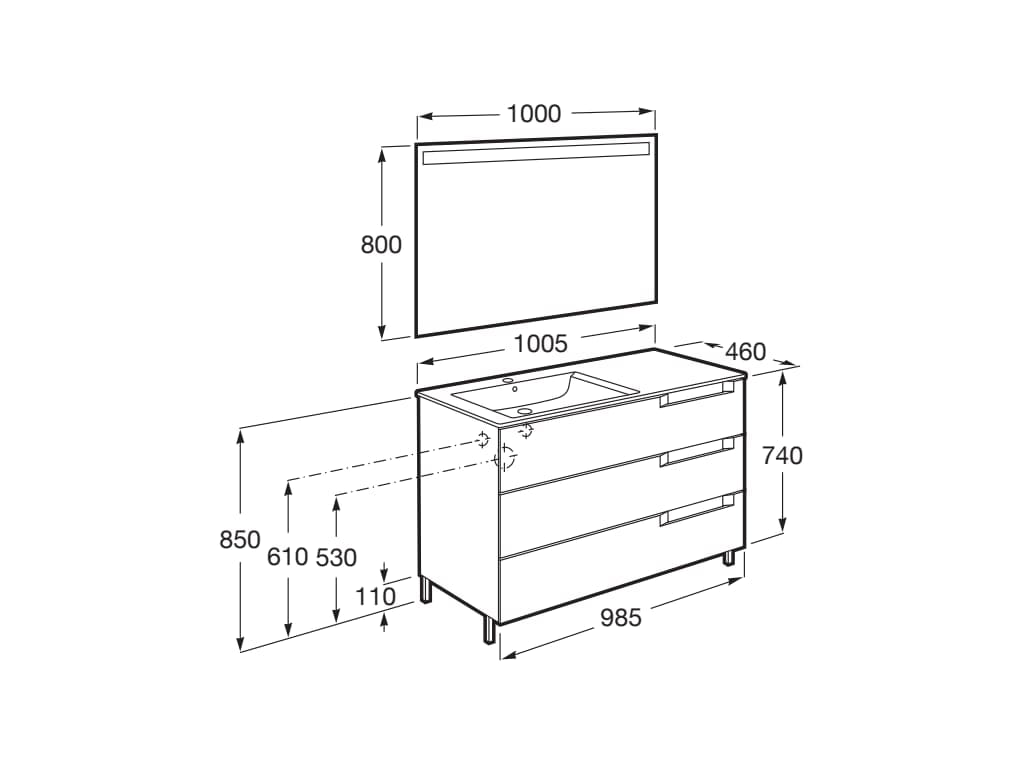 Деревянный напольный умывальник с зеркалом Roca Aleyda ARCH-00106137 - Вид №43