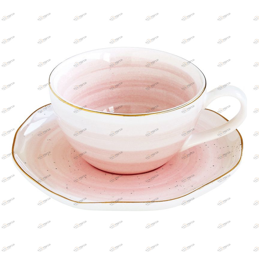 Чашка фарфоровая с блюдцем розовая Artesanal EASY LIFE ARTESANAL 00-3946827 Розовый 