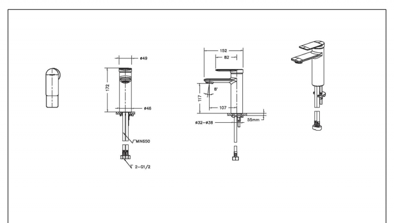 Смеситель для умывальника EDDIE F1369402CP-RUS bravat  - Вид №1