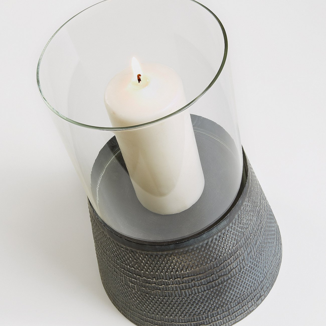 Подсвечник стеклянный с металлической основой серый Freddy от La Forma LA FORMA FREDDY 342948 Прозрачный;серый  - Вид №1