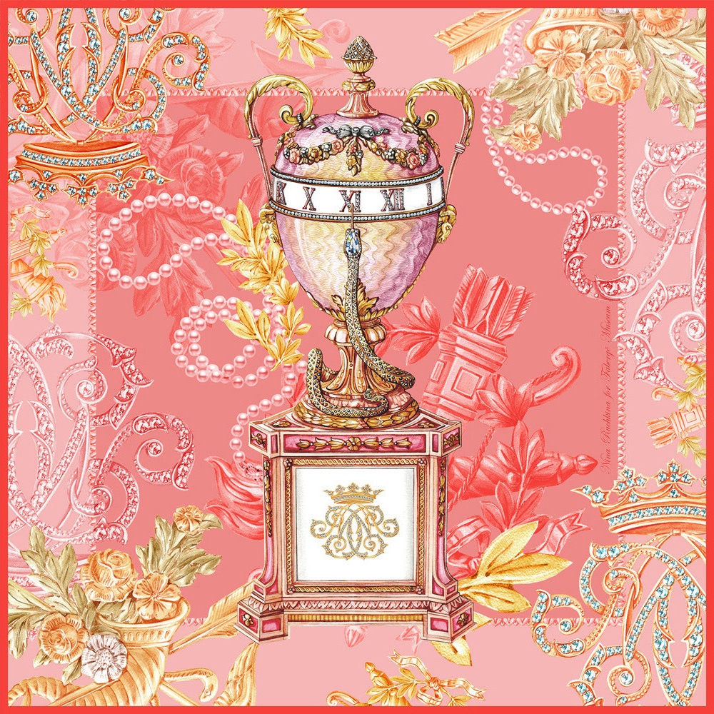 10633889 МД Нины Ручкиной Платок сувенирный 90*90 см "Яйцо герцогини Мальборо" (100% шёлк) Шелк 