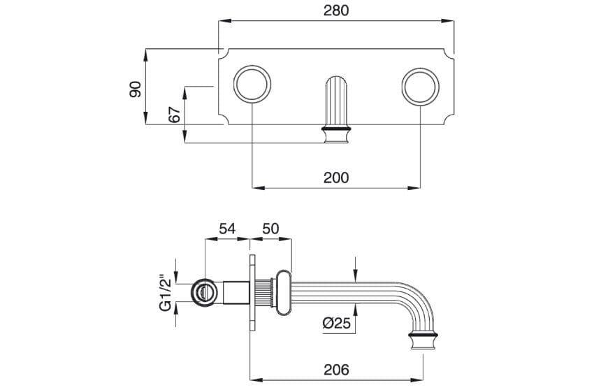 Настенный смеситель для раковины с пластиной Gaia Mobili Complements ARCH-00084676 - Вид №2