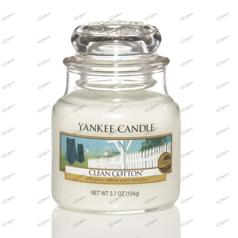 Свеча маленькая в стеклянной банке "Чистый хлопок" Clean Cotton 104гр 25-45 часов YANKEE CANDLE  267954 Белый 