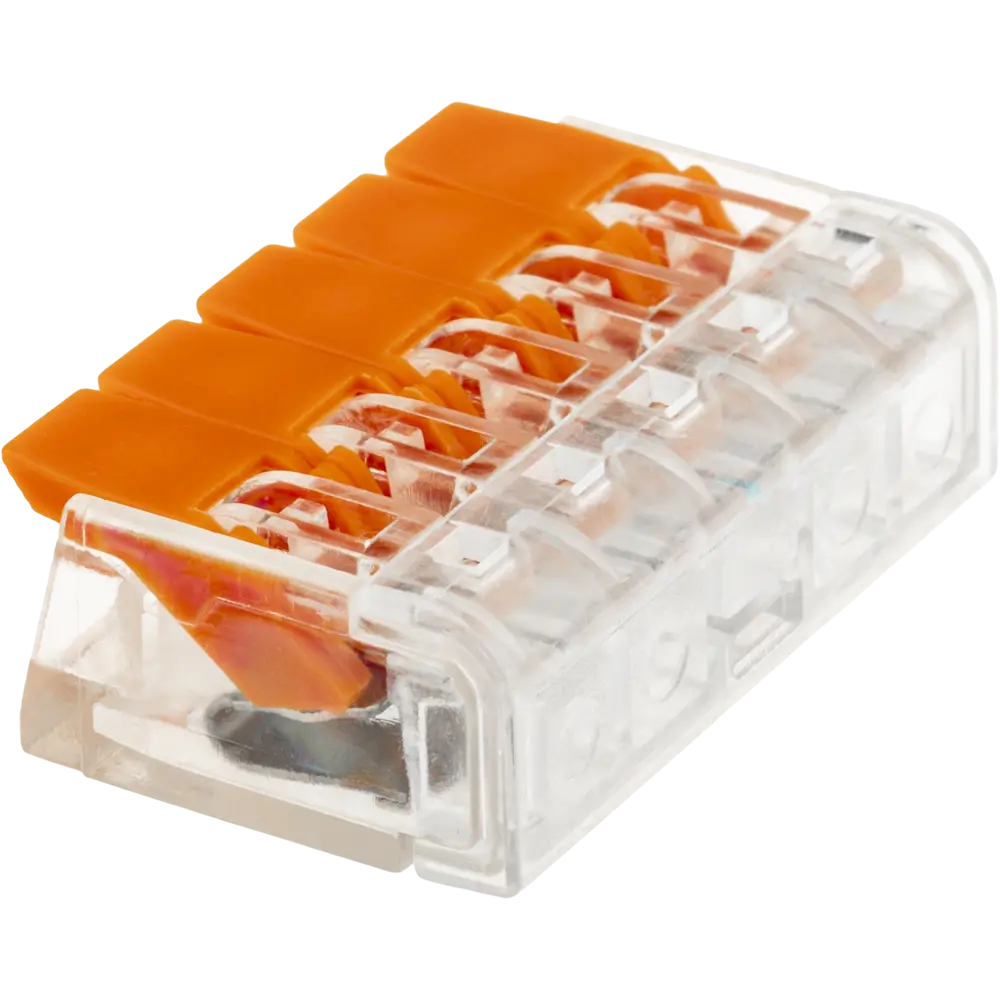 84746787 Клеммы соединительные монтажные с рычажком Duwi СМК 223-415 5-проводные 4мм² прозрачные 20 шт 26749 2 STLM-1112360  - Вид №1