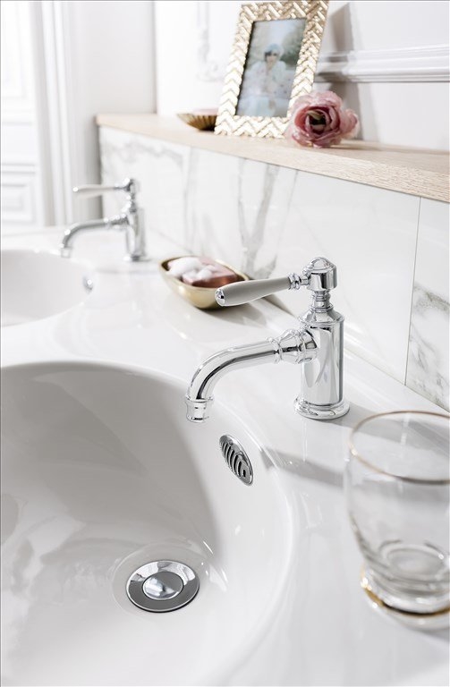 Смеситель однорычажный для раковины, 1 отв, ручка - левер белая, хром [ARC12 CHR + ARC65 CHR] Arcade Burlington ARC12 CHR, ARC65 CHR - Вид №2