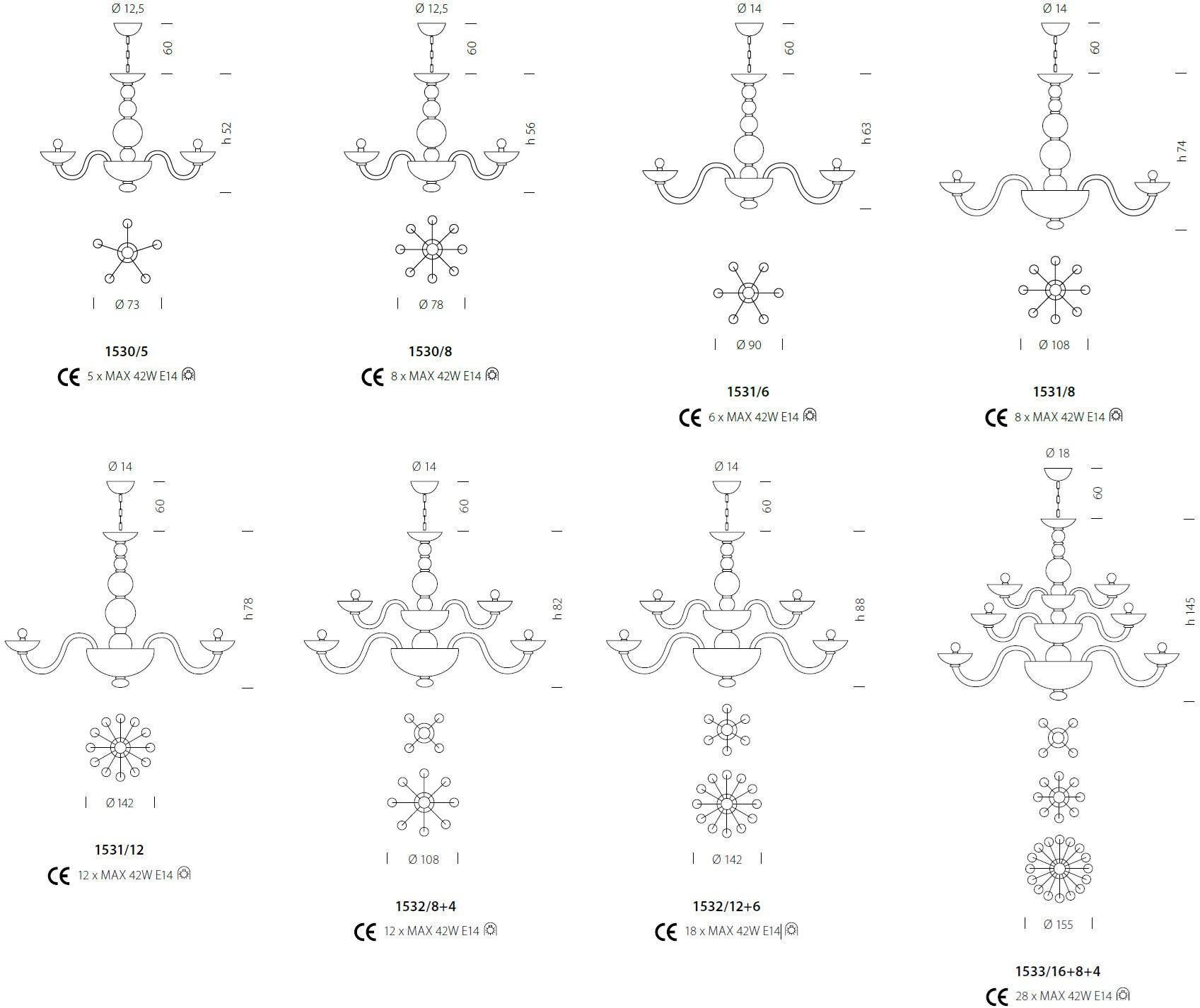 Sylcom Люстра из стекла Candiano 1530/1531/1532/1533 - Вид №5