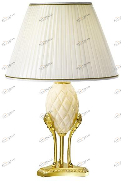 Possoni Illuminazione Настольная лампа из чистого золота с алебастром и абажуром  7005/l 