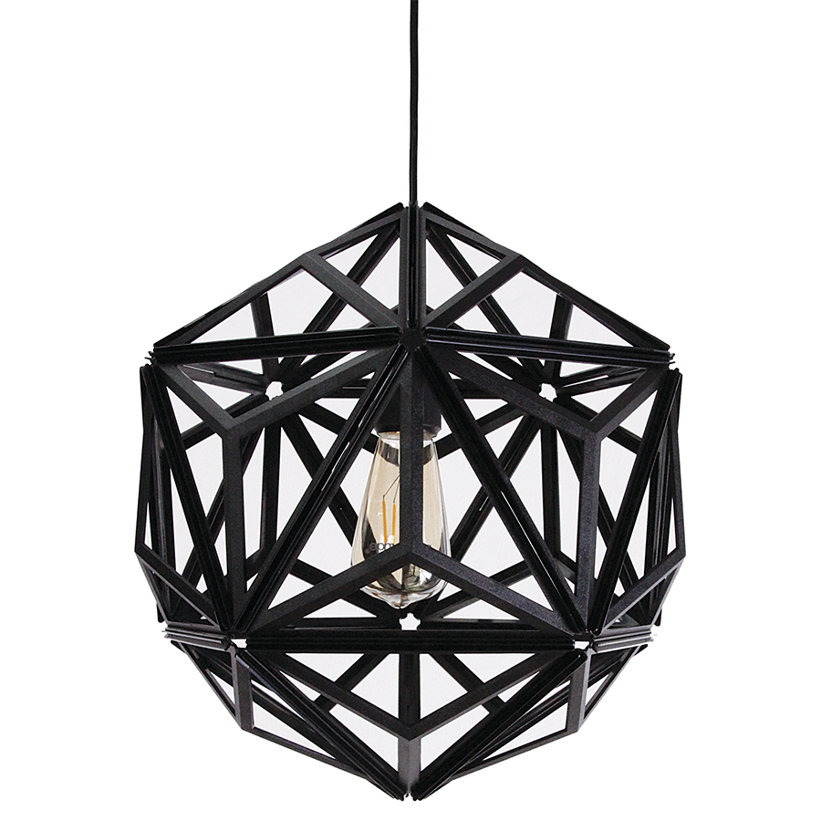 QL10249-BK-BK Светильник потолочный icosa wireframe, черный Qualy 