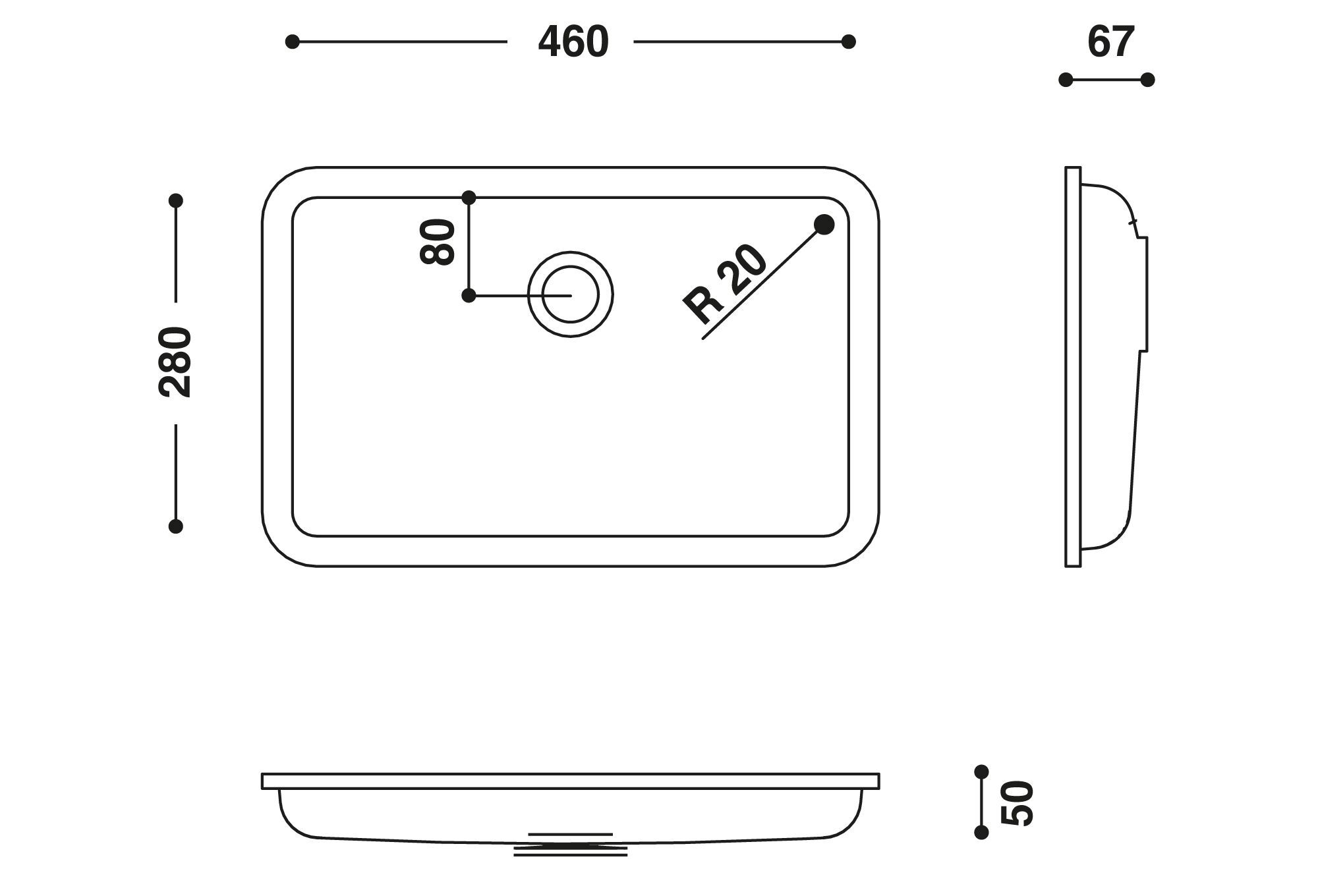 Встраиваемый прямоугольный умывальник в HIMACS CB4628 ARCH-00026973 - Вид №3