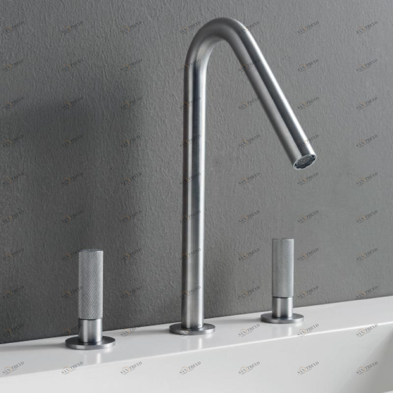 Rubinetterie Treemme Смеситель для умывальника из нержавеющей стали со столешницей на 3 отверстия с отдельными розетками 22mm sun-id-1426368