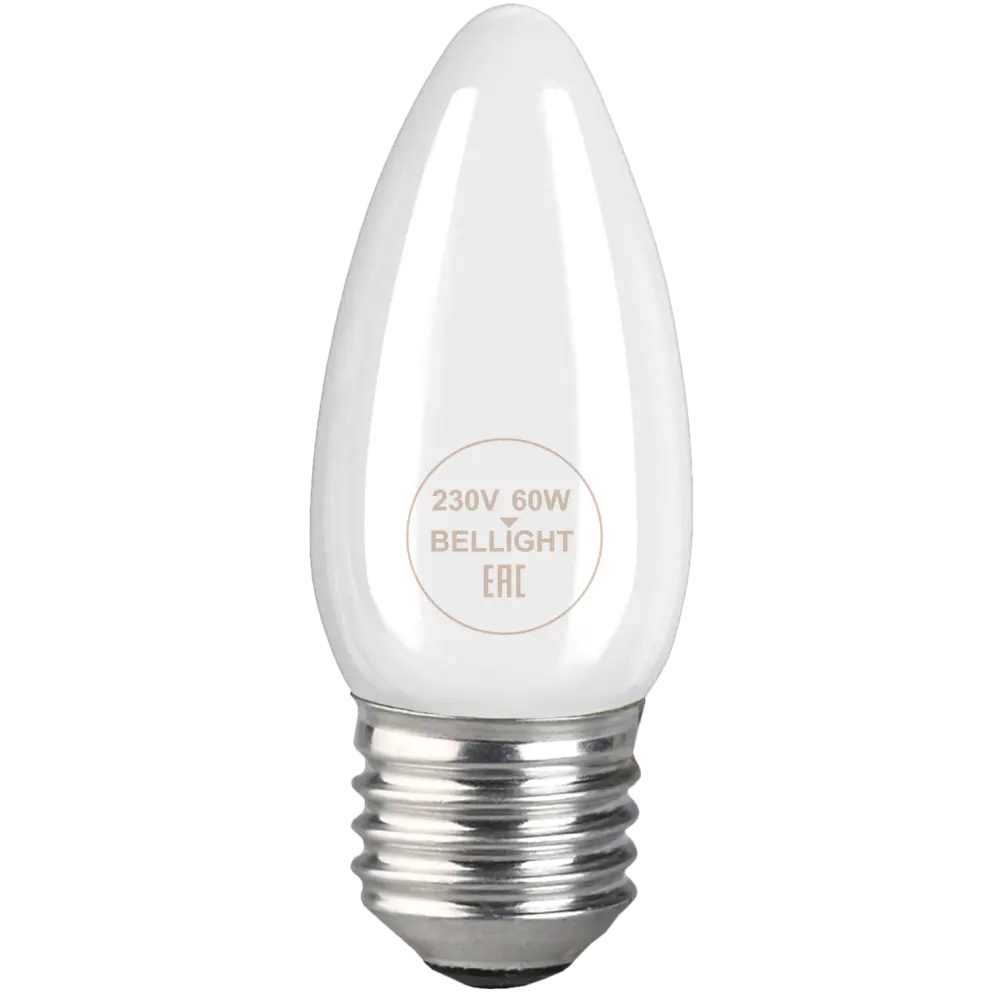 Лампа накаливания Bellight Е27 230 В 60 Вт свеча 660 лм теплый белый цвет света для диммера STLM-2084601 - Вид №1