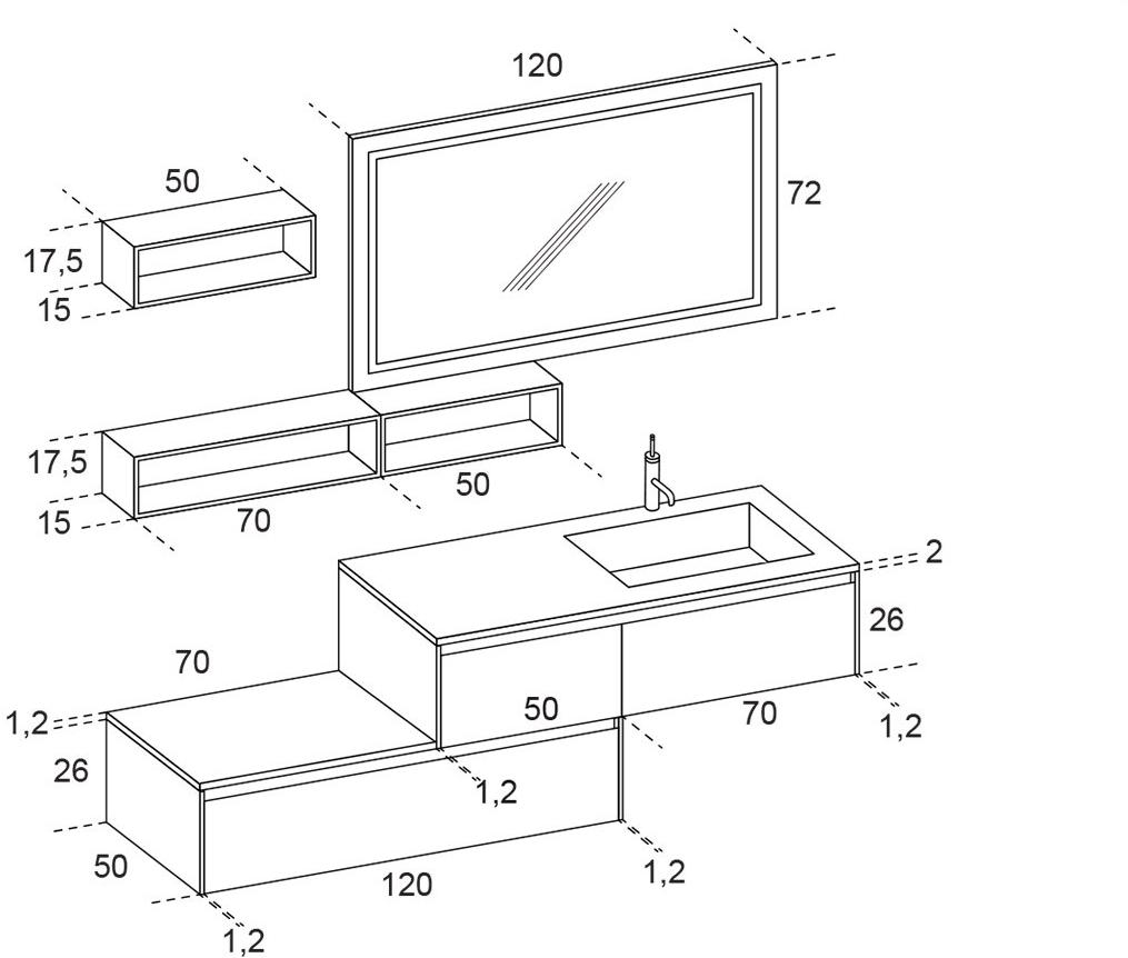 RAB Arredobagno Подвесная тумба под умывальник с ящиками 3.0 sun-id-1477120 - Вид №4