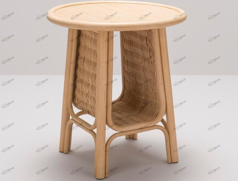 Orchid Edition Высокий круглый стол из ротанга с полкой для журналов sun-id-1377774