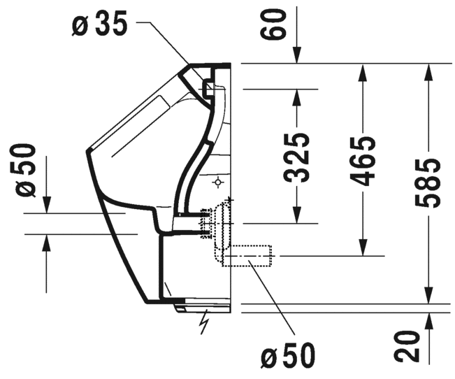 2809310000 Настенный писсуар, уринал с мушкой Duravit ME BY STARCK - Вид №3