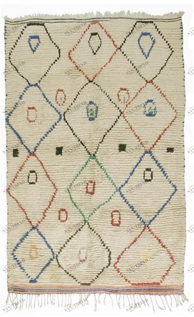 AFOLKI Прямоугольный шерстяной коврик с длинным ворсом и геометрическими мотивами Azilal Taa1175be