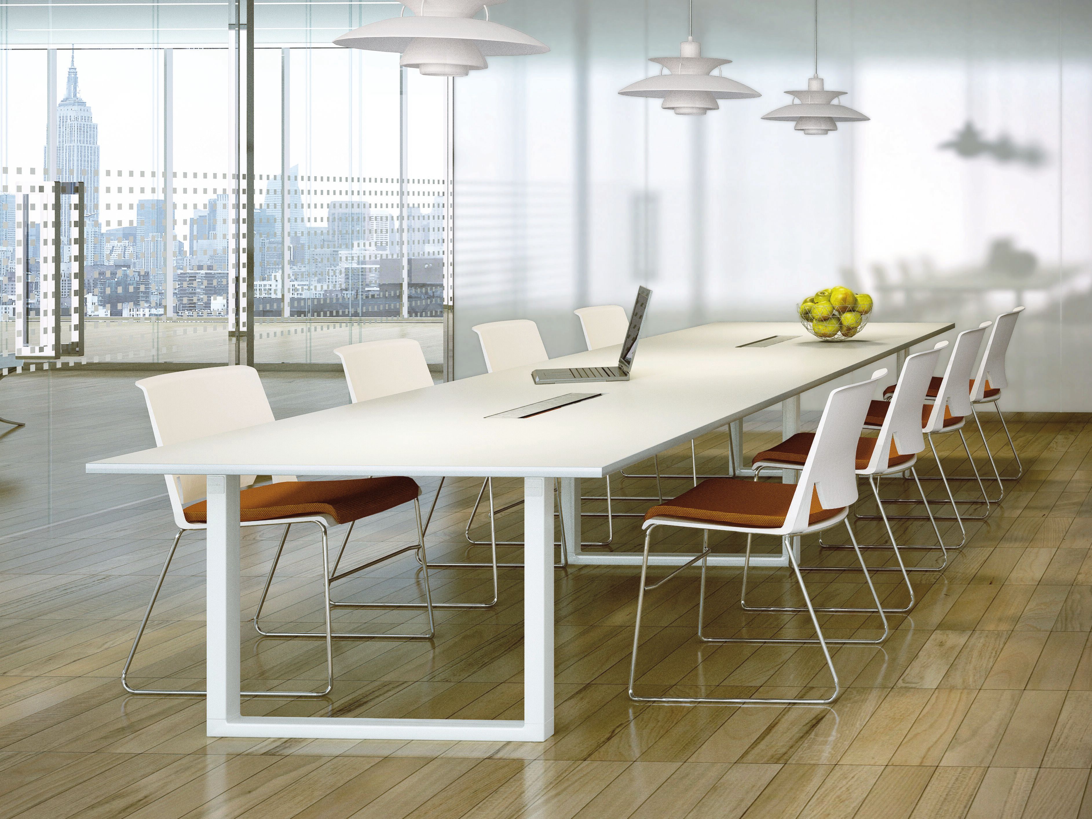 Стол для совещаний с регулируемой высотой из меламина с системой люверсов Haworth T_Up ARCH-00134832