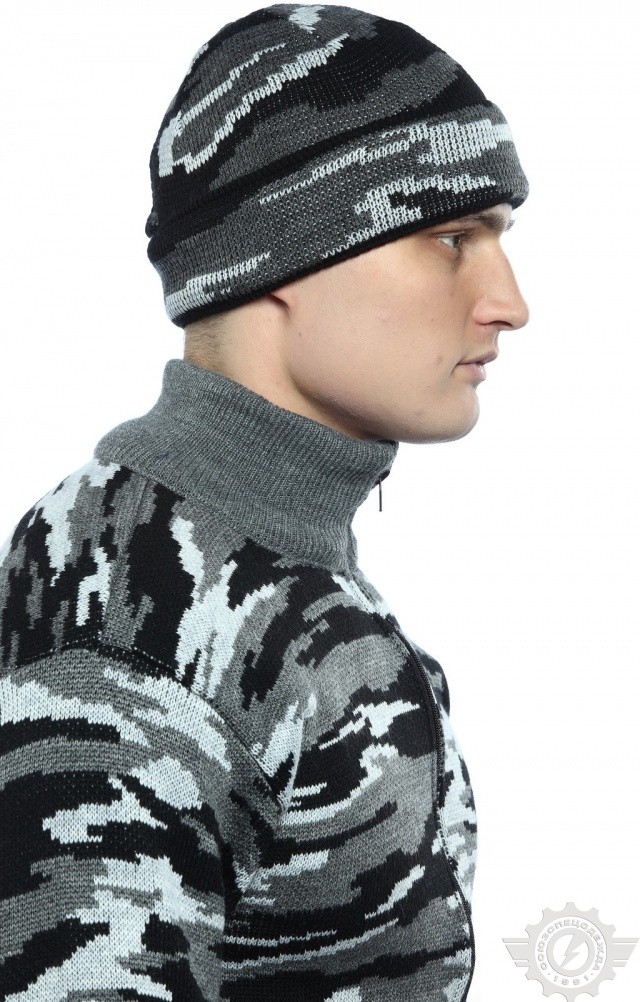 58786 Шапка вязаная камуфляж серая  Головные уборы  размер Спецодежда  - Вид №5
