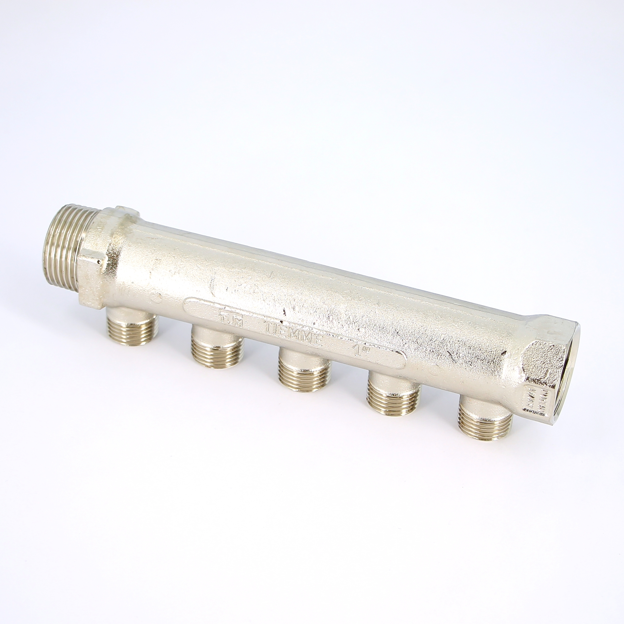 Коллектор НВ 1" никелированный TIEMME 5 выходов 1/2"Н 36мм 1910049 - Вид №2