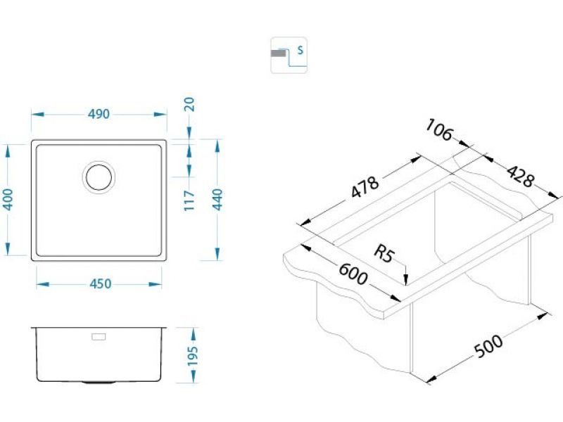 Мойка Alveus KOMBINO 40 F/S 1122682 - Вид №2