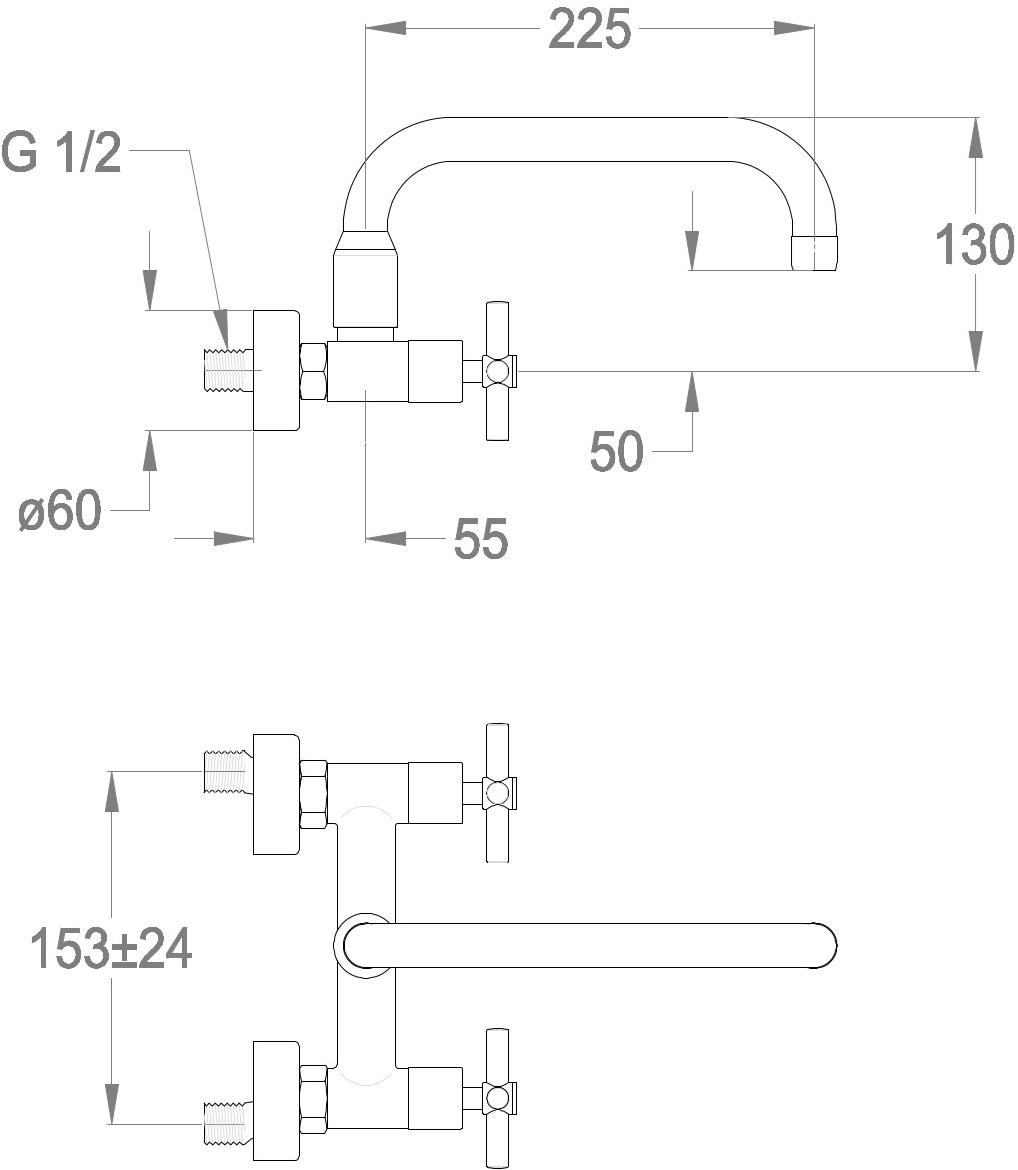 Fir Italia Смеситель для кухни настенный с поворотным изливом Modern kitchens 3562012 - Вид №1