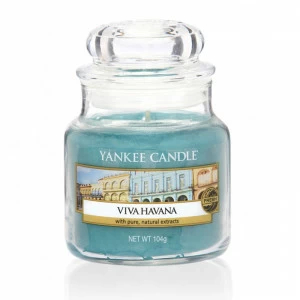 Свеча маленькая в стеклянной банке "Вива Гавана" 104гр 25-45 часов YANKEE CANDLE  267889 Голубой