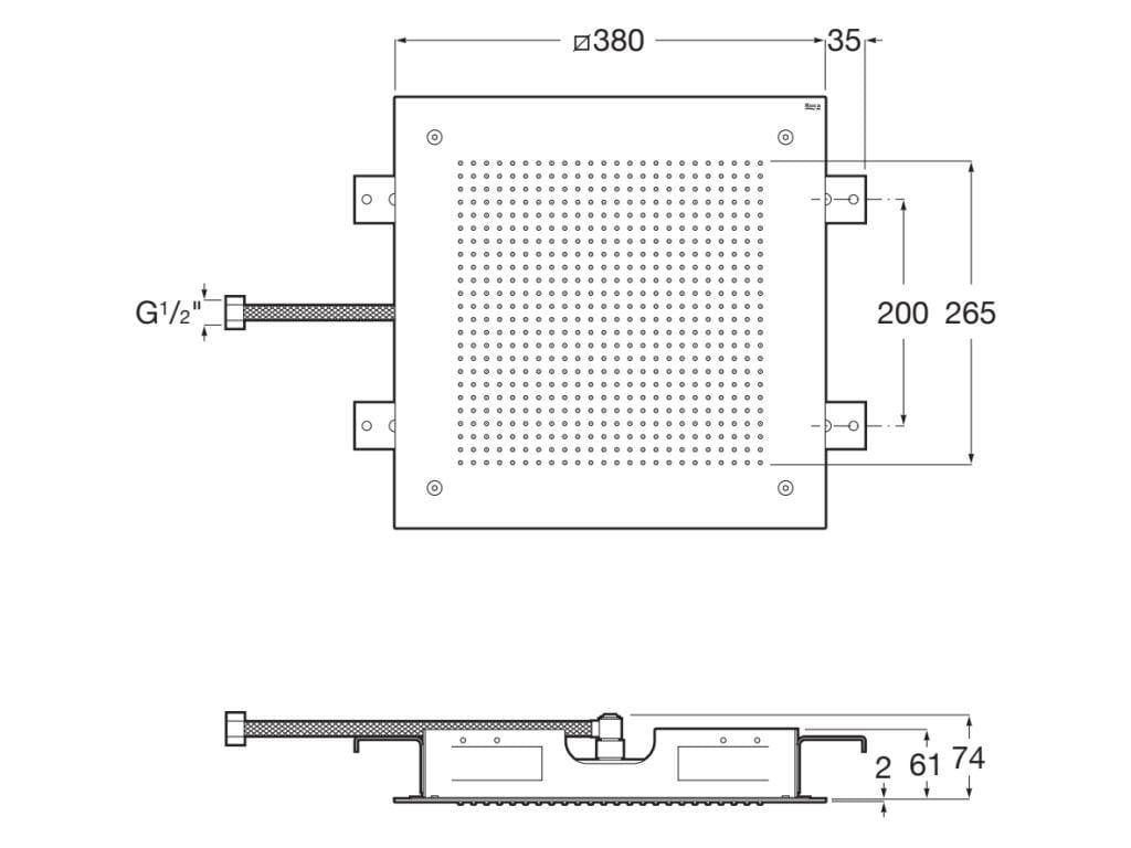 Встраиваемая квадратная душевая головка Roca Raindream ARCH-00127932 - Вид №5