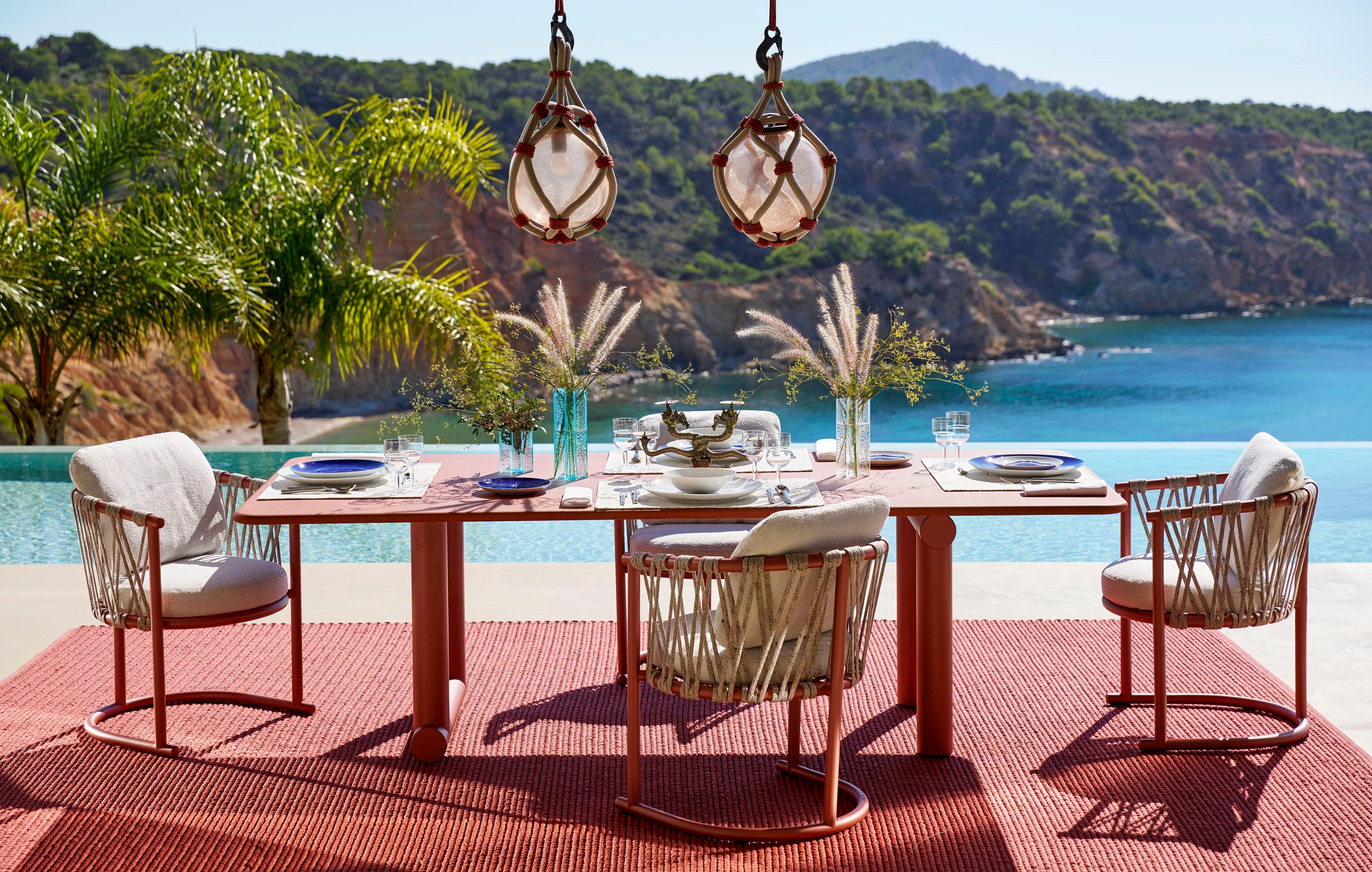 Алюминиевый садовый стул с порошковым покрытием и тканью с подлокотниками CASSINA Trampoline ARCH-00011811