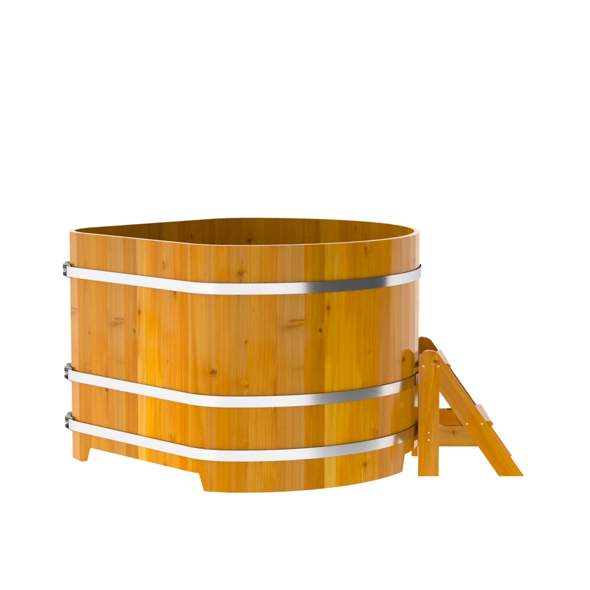 2318 Купель угловая из лиственницы Рустик 1,37х1,37х1,0 натуральная Alyarus  - Вид №3